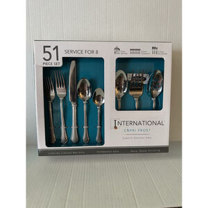 International Capri Frost 51 Pc Flatware Set Service for 8 Stainless Steel NIB
